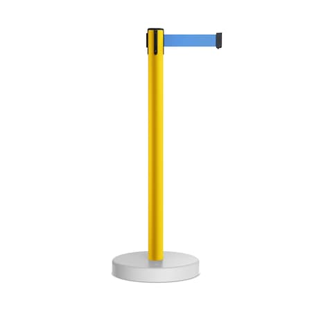 Montour Line Stanchion Belt Barrier WaterFillable Base Yellow Post 7.5ftLt Blu Belt P400WF-YW-LBL-75